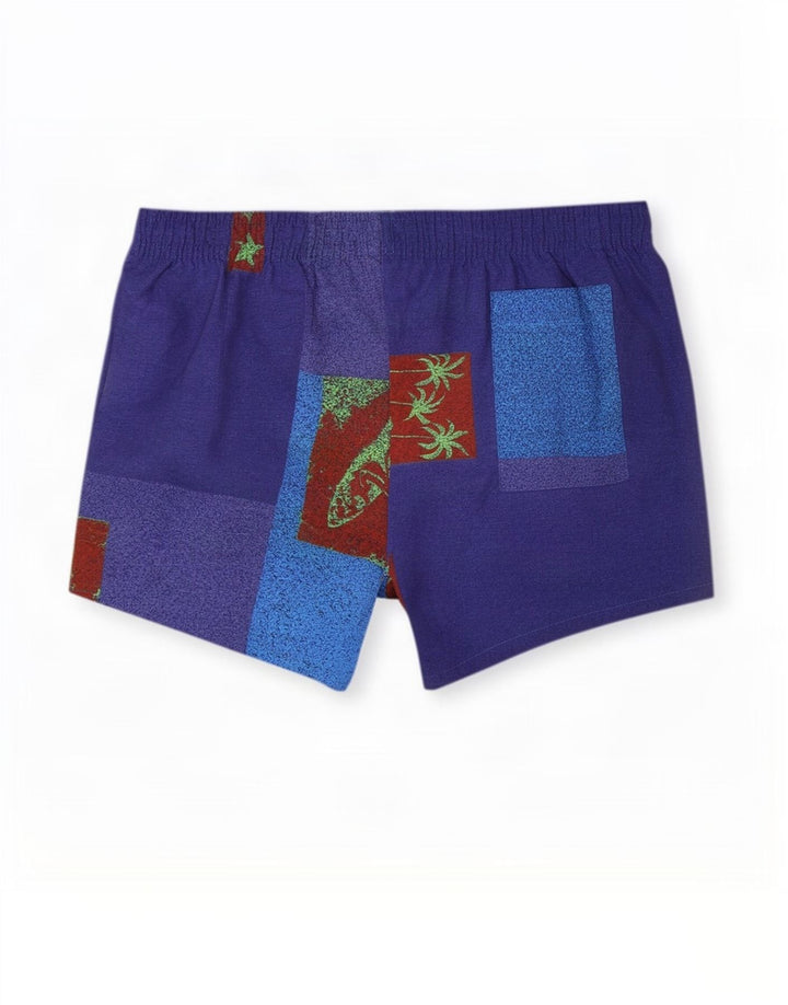 Vintage Herren-Badeshorts mit Grafik, mittelgroß, mehrfarbig, Farbblock