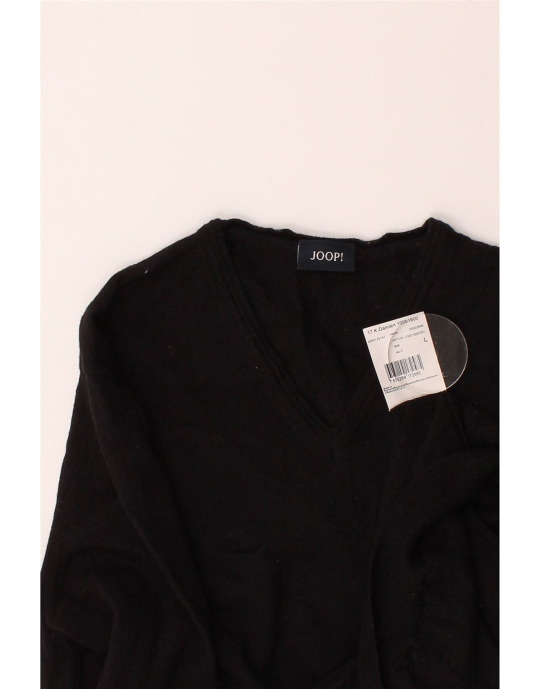 JOOP Womens V-Neck Jumper Sweater UK 16 Large Black Wool Vintage Joop and Second-Hand Joop from Messina Hembry 