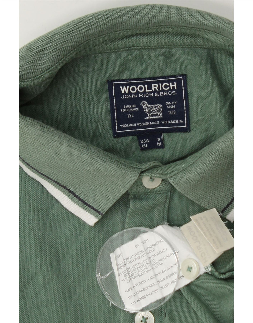 Woolrich Herren-Poloshirt aus mittelgrüner Baumwolle