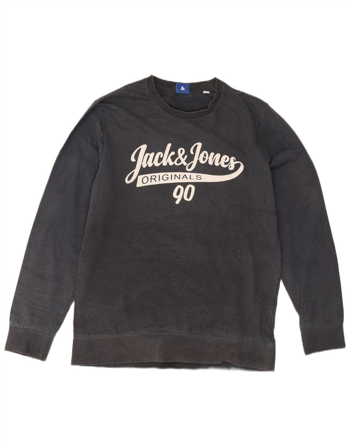 Jack & Jones Herren-Sweatshirt mit Grafik, groß, aus grauer Baumwolle