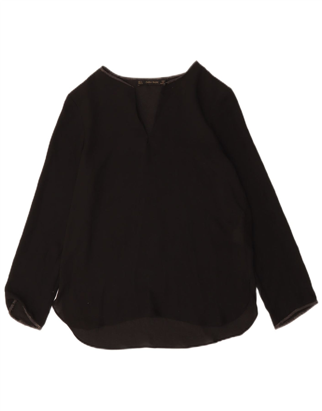 Zara Damen Top Langarm UK 10 Small Schwarz Polyester