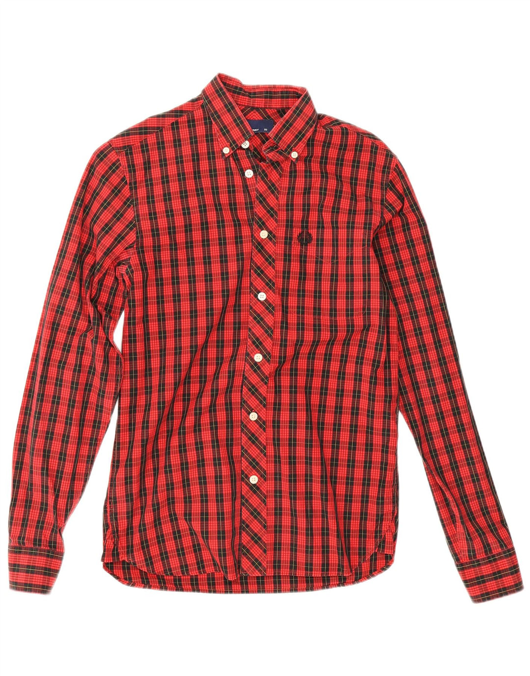 Fred Perry Herrenhemd XS rot kariert Baumwolle