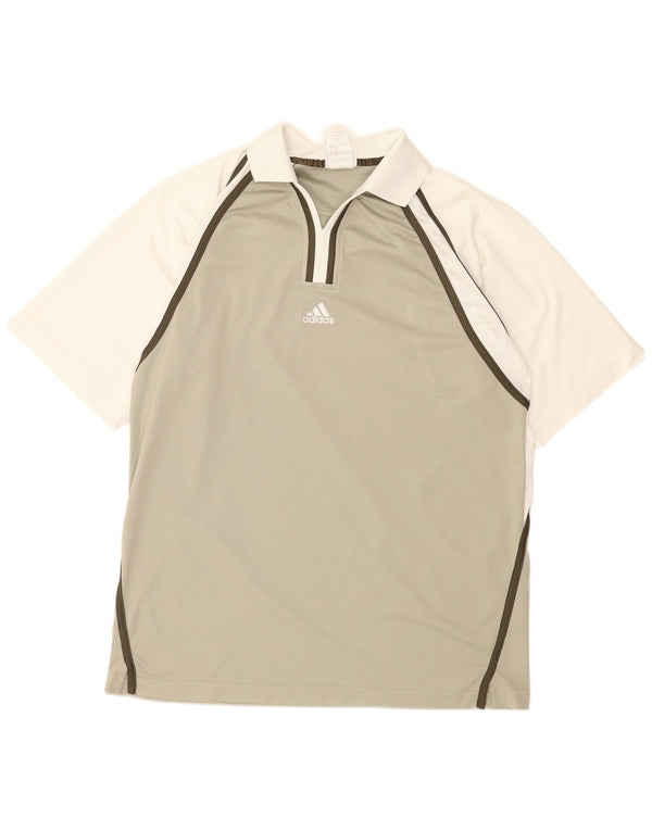 Adidas Herren Poloshirt UK 42/44 Großes grünes Colourblock-Polyester