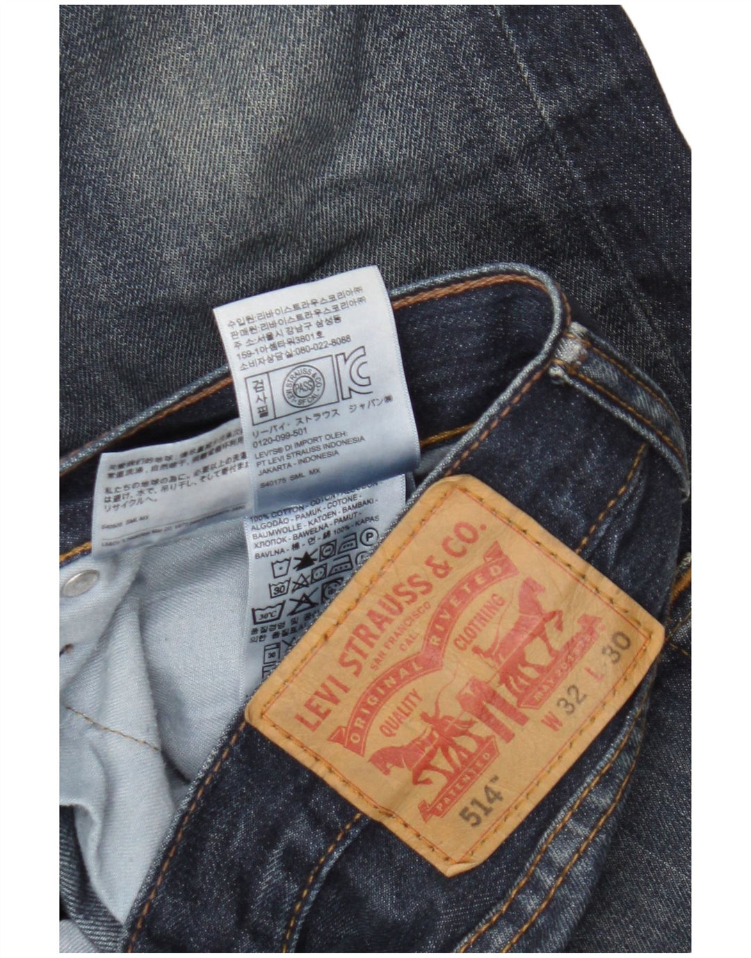 Levi's Herren 514 Straight Jeans W32 L30 Marineblaue Baumwolle