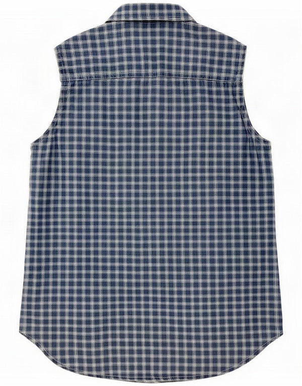 Conte of Florence Ärmelloses Damenhemd UK 10 Small Marineblau kariert