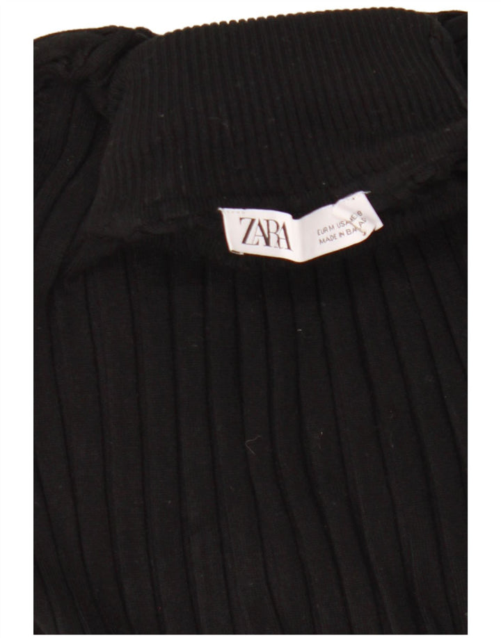 Zara Damen Crop Rollkragenpullover Pullover UK 12 Medium Schwarz