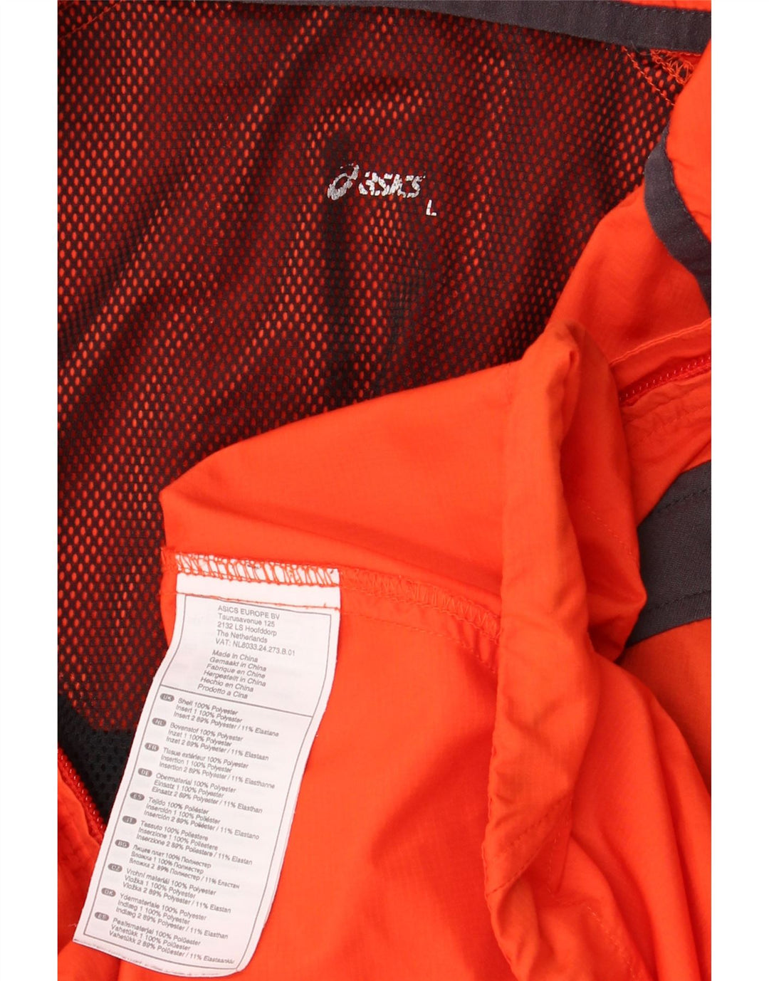ASICS Herren Regenjacke UK 40 Large Orange Colourblock Polyester