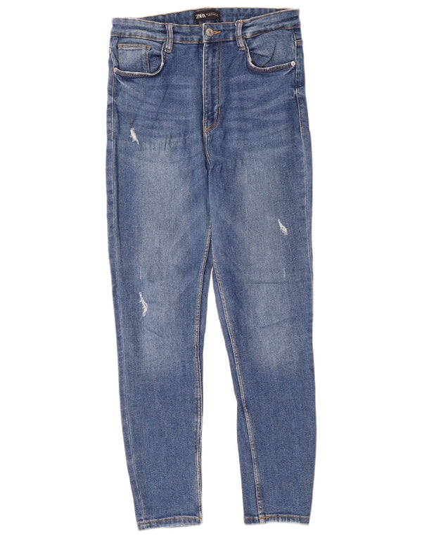 Zara Damen Distressed Skinny Jeans EU 42 Large W32 L28 Blaue Baumwolle