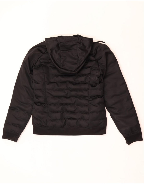 Adidas Damen Kapuzenjacke, gepolstert, UK 12, mittelschwarz, Polyester