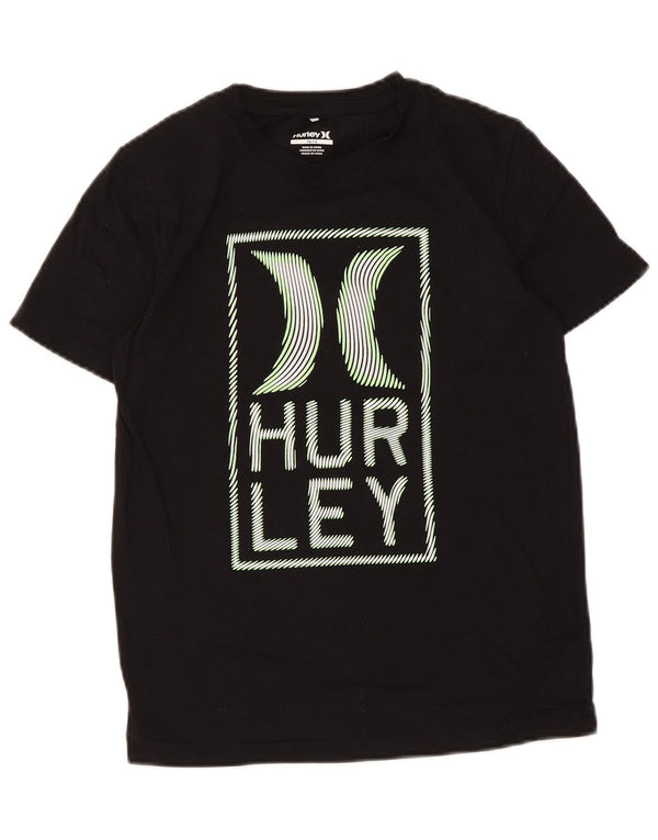 Hurley Jungen-T-Shirt mit Grafik, 10–11 Jahre, schwarze Baumwolle