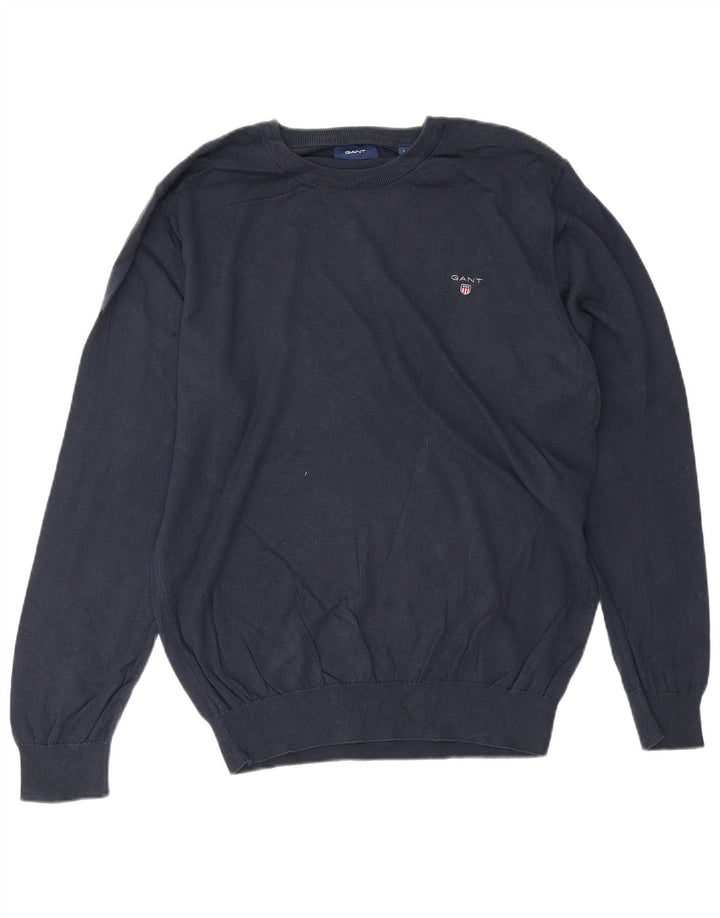 Gant Herren-Pullover mit U-Boot-Ausschnitt, Größe L, Marineblau