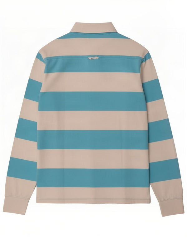 Gant Herren Langarm-Rugby-Poloshirt 2XL, blau gestreift, Baumwolle