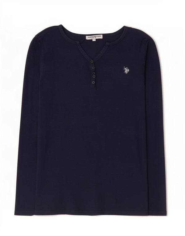 U.S. Polo Assn. Damen-Oberteil, langärmlig, Größe UK 12, mittelblau, aus Baumwolle