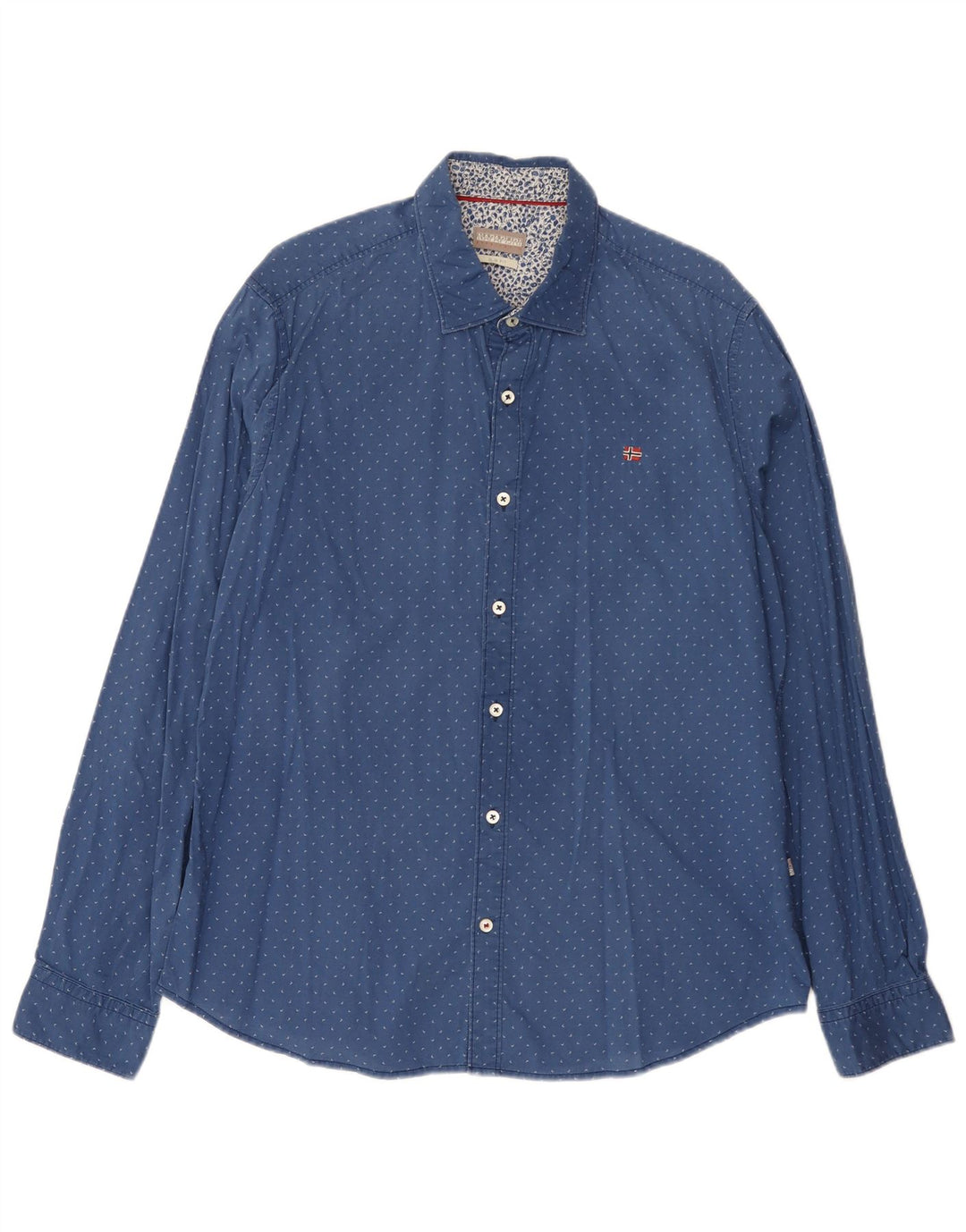 Napapijri Herren-Hemd mit abstraktem Muster, 2XL, blaue Baumwolle