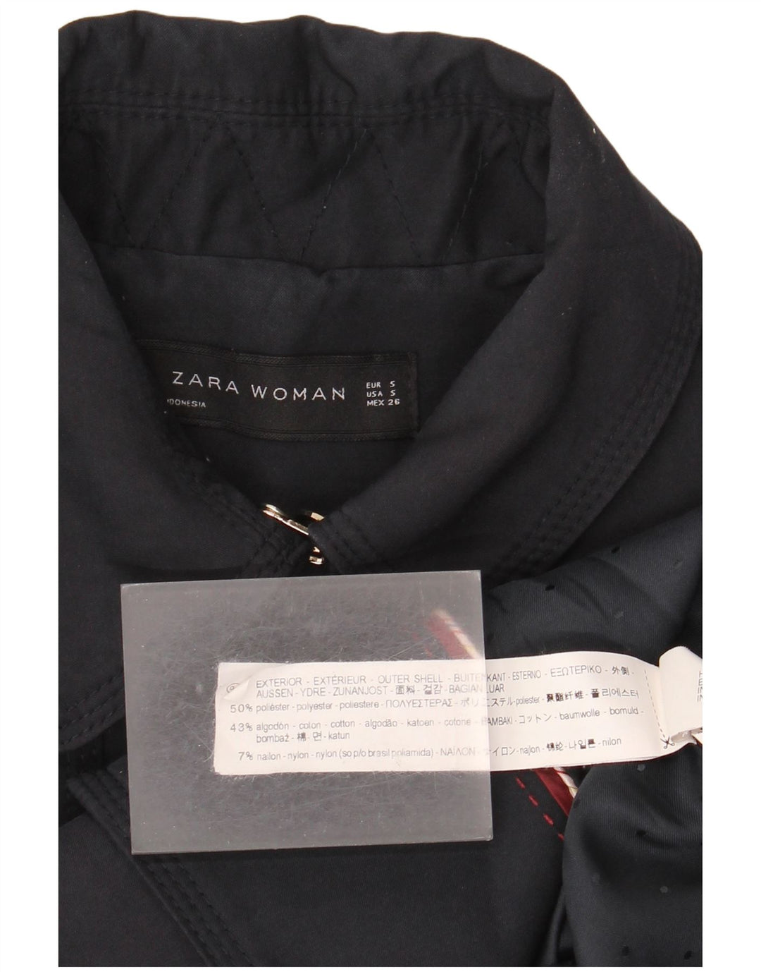 Zara Damen Zweireihiger Trenchcoat UK 10 Small Marineblau Polyester