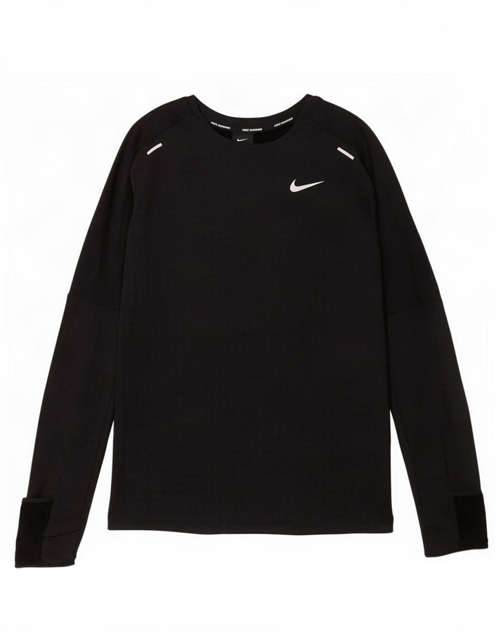 Nike Herren-Laufoberteil, langärmlig, mittelschwarz, Polyester