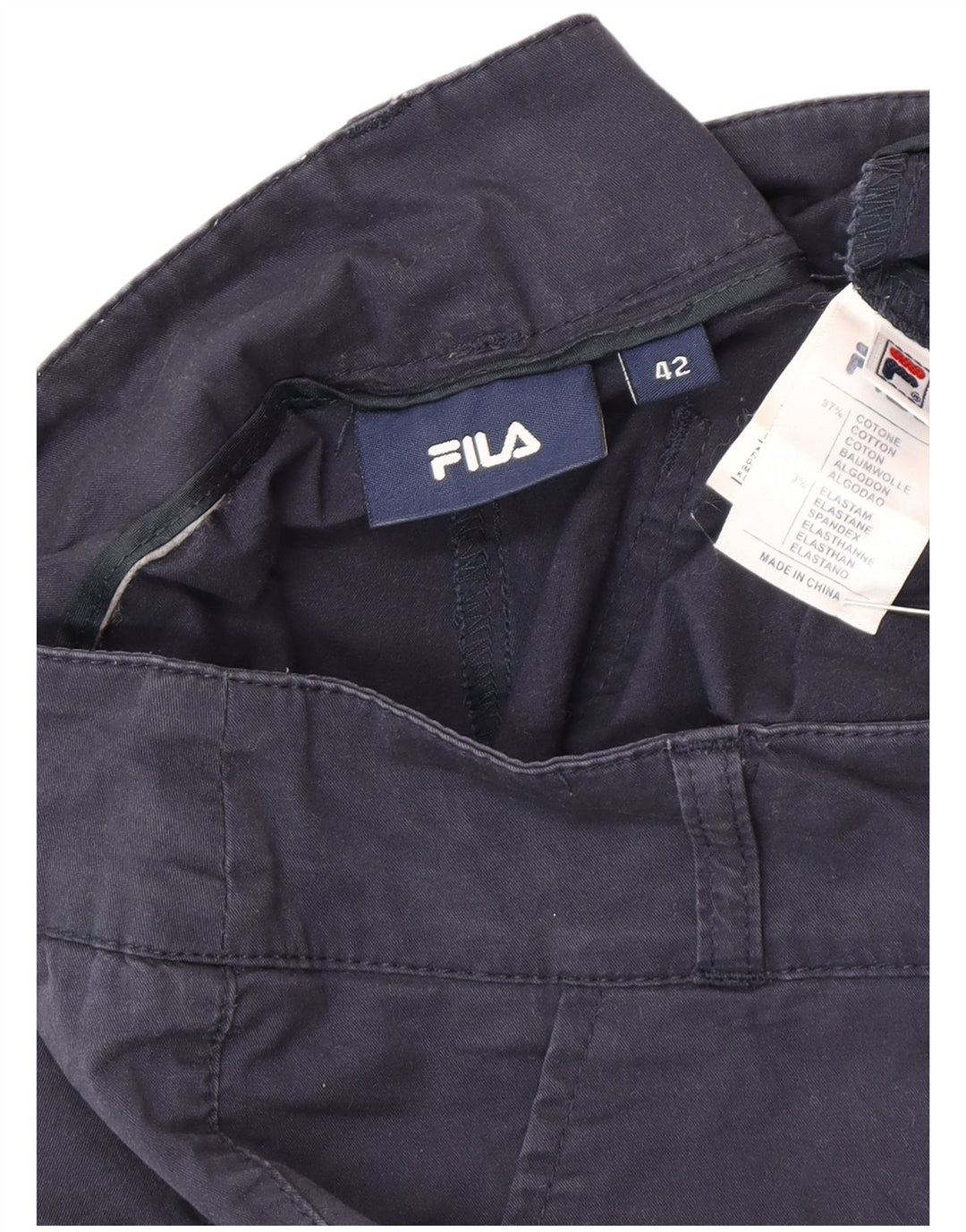 Fila Damen Chinoshorts IT 42 Medium W30 Marineblaue Baumwolle