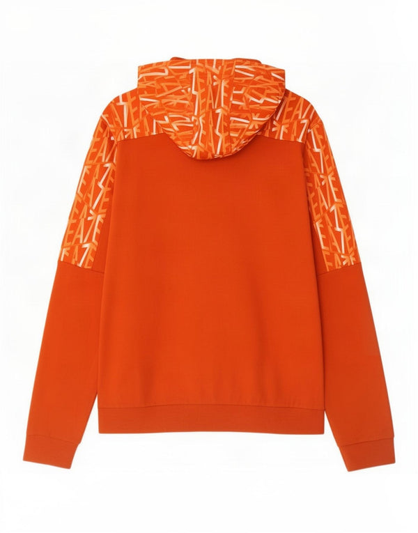 Emporio Armani Jungen-Kapuzenpullover mit grafischem Reißverschluss, 15–16 Jahre, orangefarbene Baumwolle