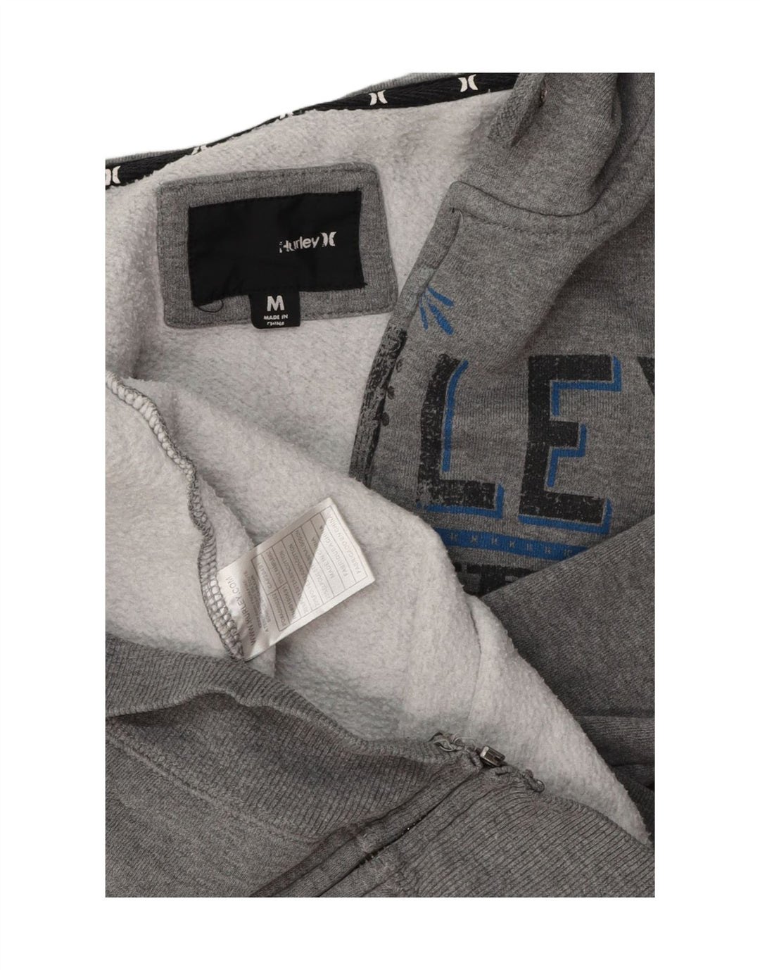 Hurley Herren-Kapuzenpullover mit grafischem Reißverschluss, mittelgrau geflecktes Polyester