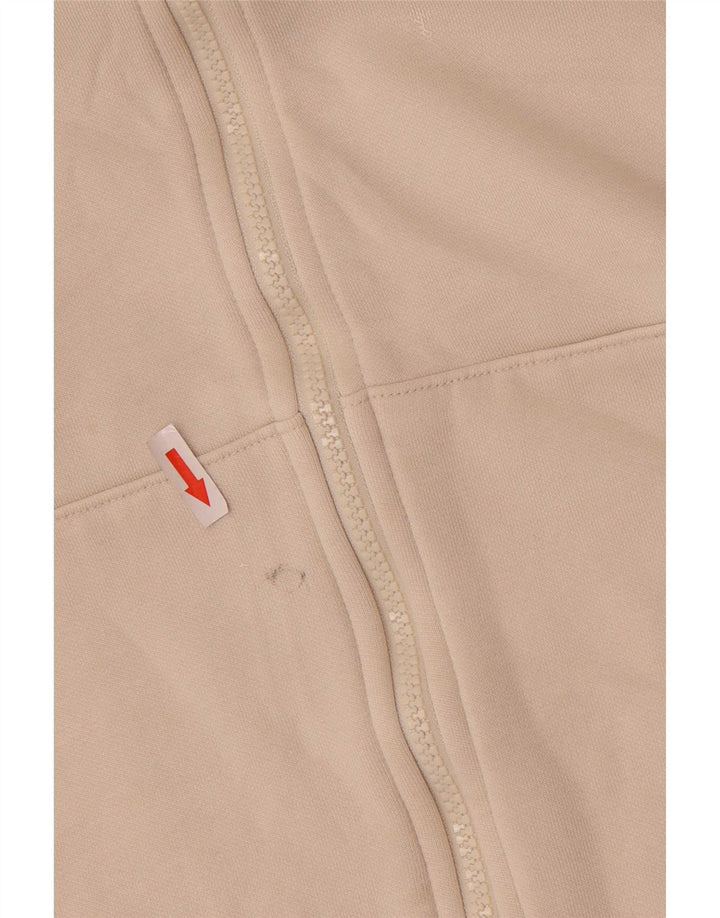 Puma Herren-Kapuzenpullover mit grafischem Reißverschluss, groß, beige Baumwolle