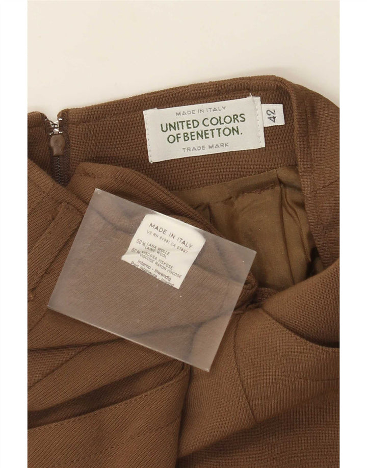 Benetton Damen Bleistiftrock IT 42 Medium W26 Braune Wolle