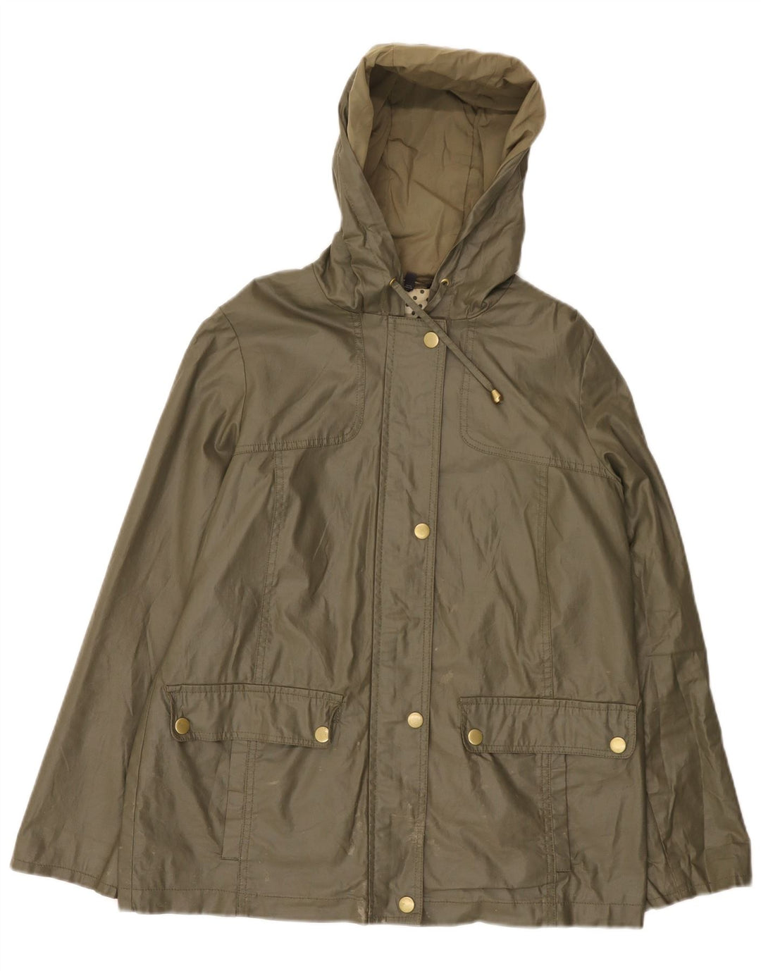 Marks & Spencer Damen-Übergröße-Wachsjacke mit Kapuze, UK 10, Größe S, Grün