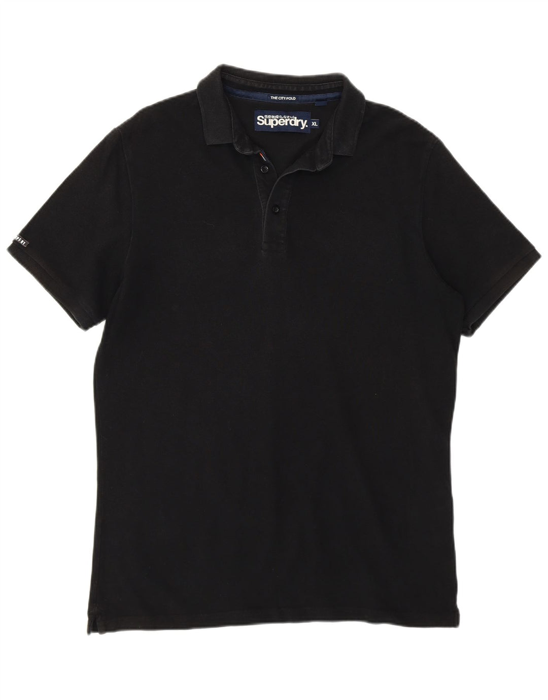 SUPERDRY Herren-Poloshirt XL aus schwarzer Baumwolle