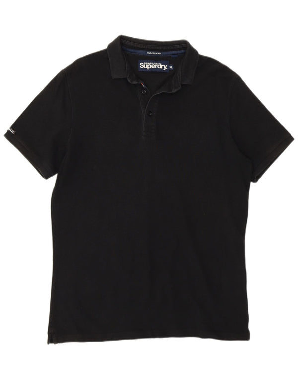 SUPERDRY Herren-Poloshirt XL aus schwarzer Baumwolle