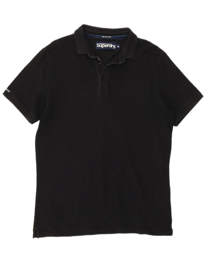 SUPERDRY Herren-Poloshirt XL aus schwarzer Baumwolle