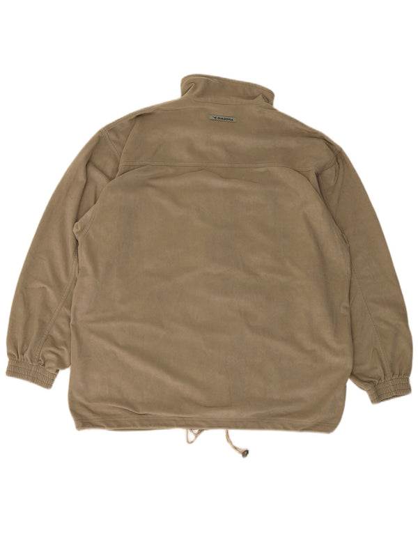 Diadora Mens Velour Tracksuit Top Jacket UK 42 Large Khaki Polyester
