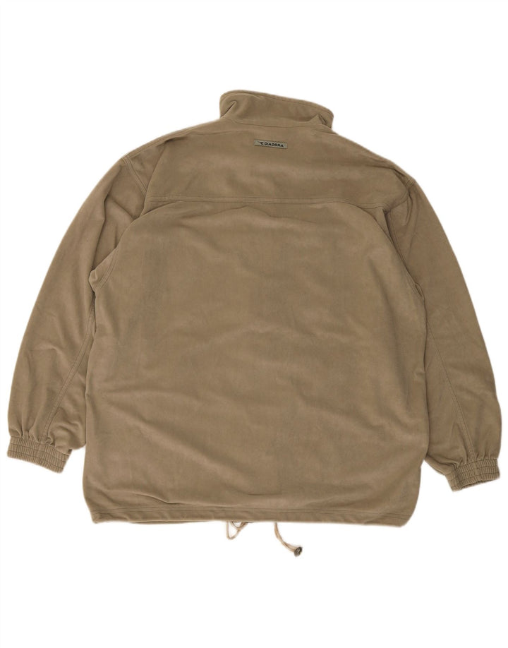 Diadora Herren-Trainingsanzugoberteil aus Velours, UK 42, Größe L, Khaki, Polyester