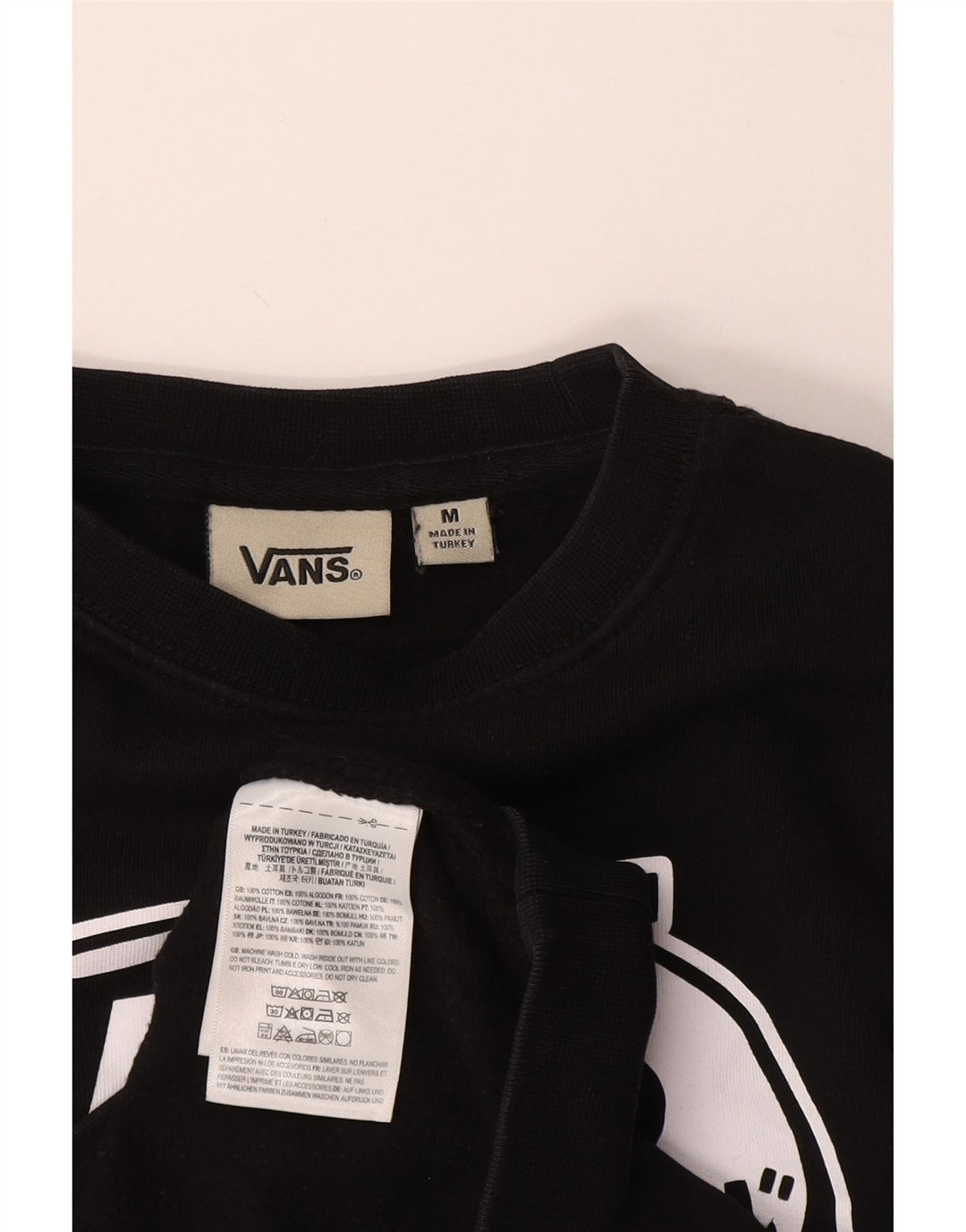 VANS Damen Grafik-Sweatshirt-Pullover UK 14 Mittelschwarze Baumwolle