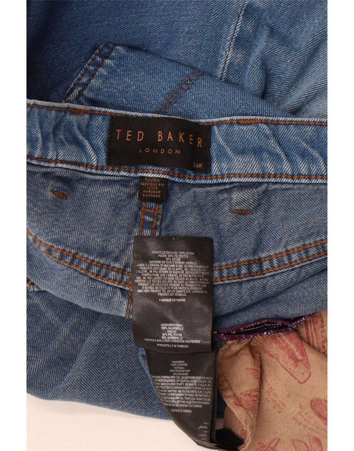 Ted Baker Herren Straight Jeans W34 L32 Blaues Polyester