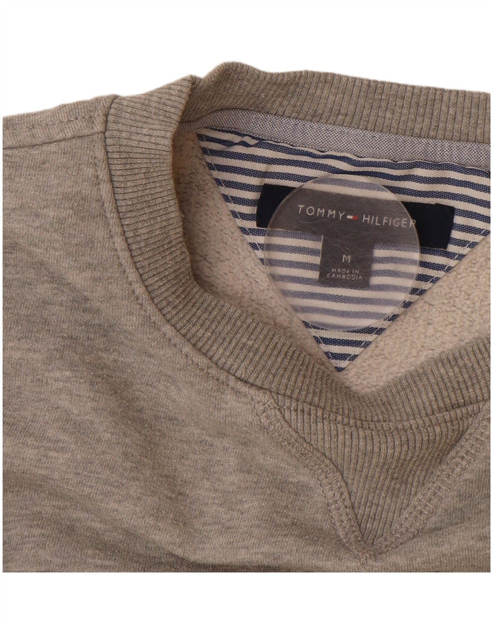 TOMMY HILFIGER Damen Grafik-Sweatshirt-Pullover UK 14 Mittelgraue Baumwolle