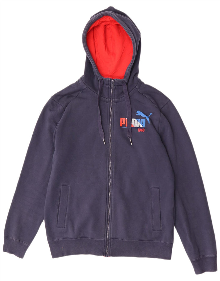 Puma Herren Graphic Regular Fit Kapuzenpullover mit Reißverschluss, mittelmarineblaue Baumwolle
