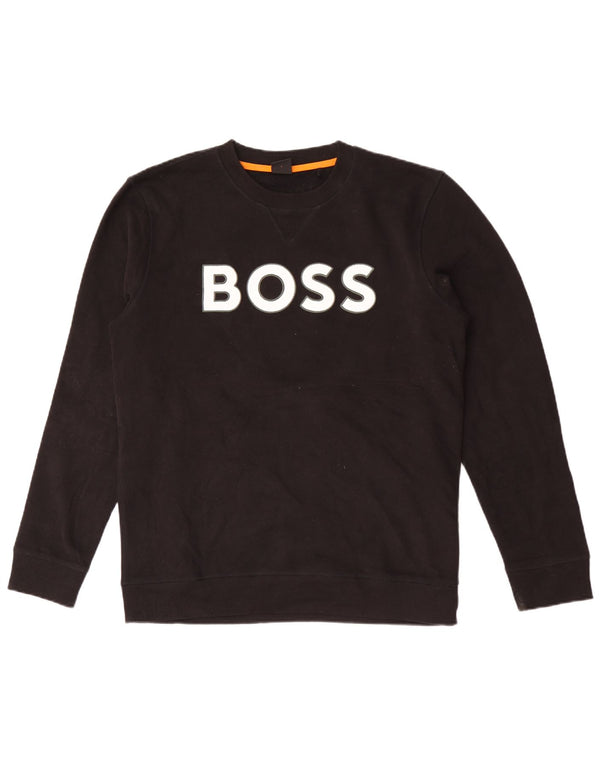 Hugo Boss Herren-Sweatshirt mit Grafik, groß, aus schwarzer Baumwolle