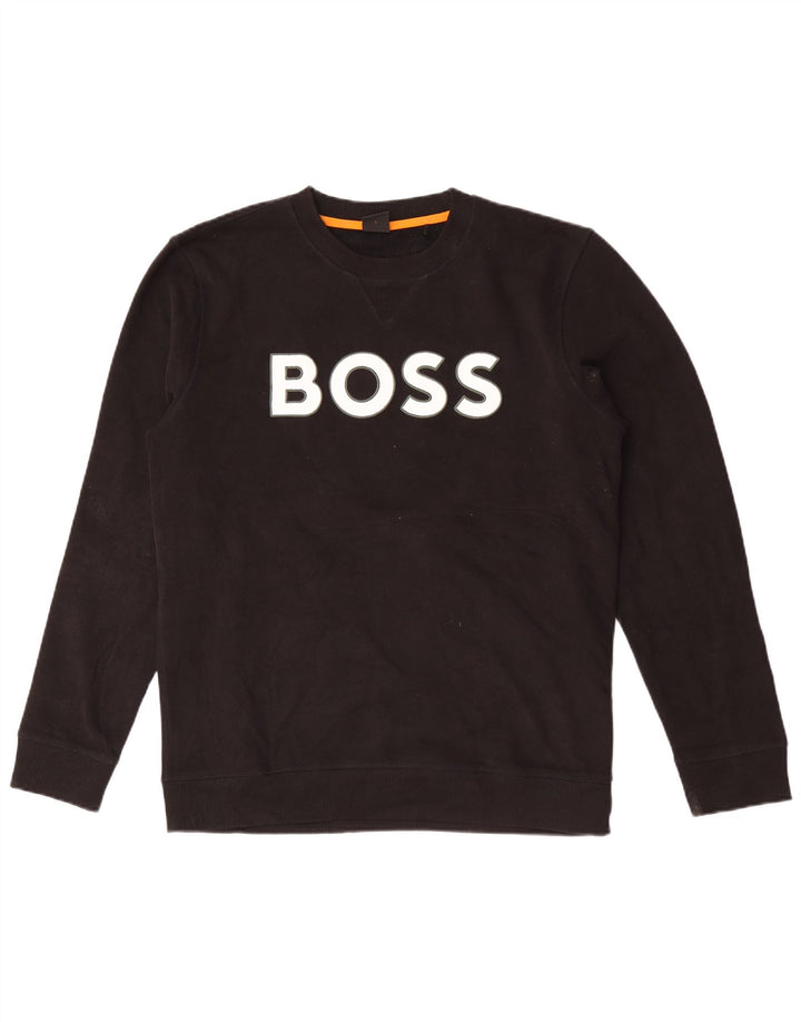 Hugo Boss Herren-Sweatshirt mit Grafik, groß, aus schwarzer Baumwolle