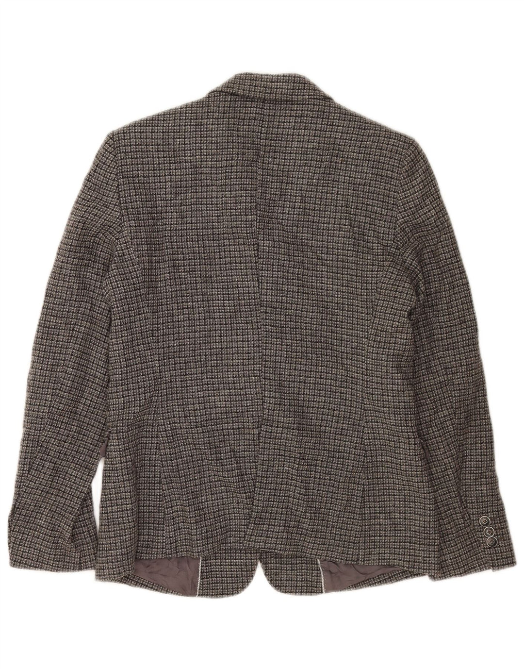 Massimo Dutti Damen-Blazer mit 2 Knöpfen, EU 42, groß, grau kariert, Viskose