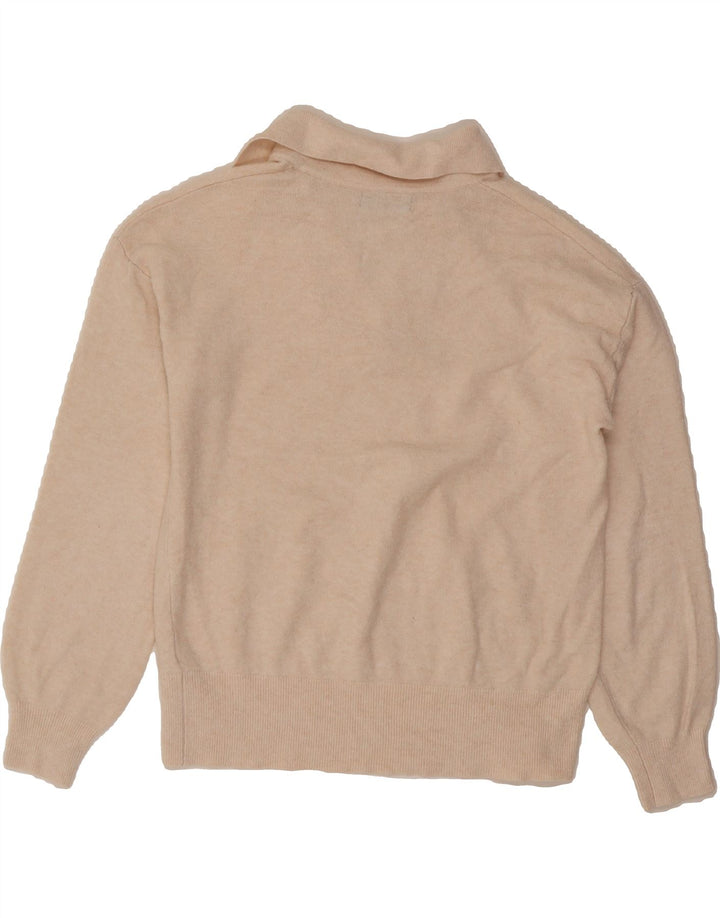 MARKS & SPENCER Womens Polo Neck Jumper Sweater UK 10 Small Beige Vintage Marks & Spencer and Second-Hand Marks & Spencer from Messina Hembry 