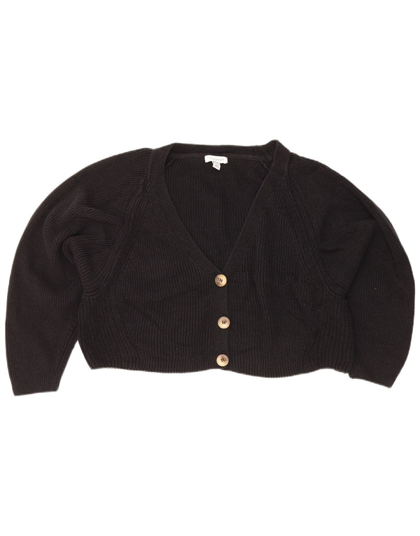 Topshop Womens Crop Oversized Cardigan Pullover UK 10 Small Schwarz Baumwolle