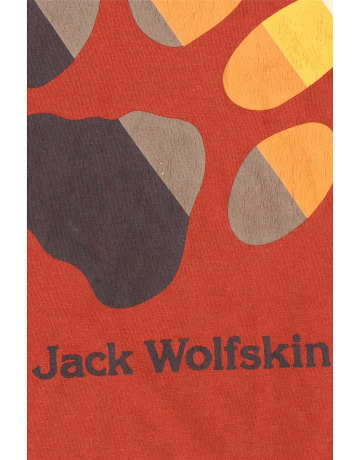 Jack Wolfskin Herren Grafik-T-Shirt-Oberteil aus mittelroter Baumwolle