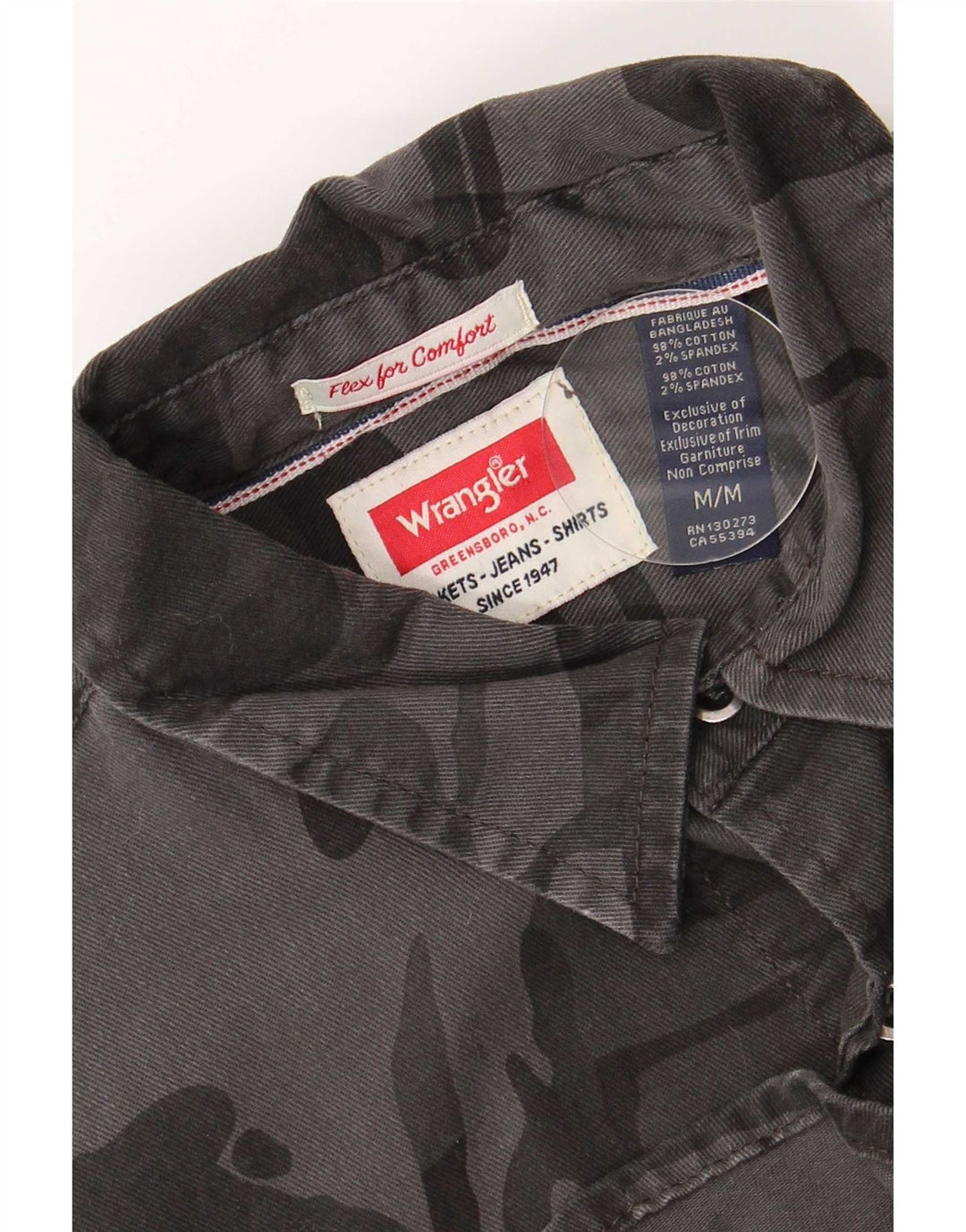 Wrangler Herrenhemd aus mittelgrauer Camouflage-Baumwolle