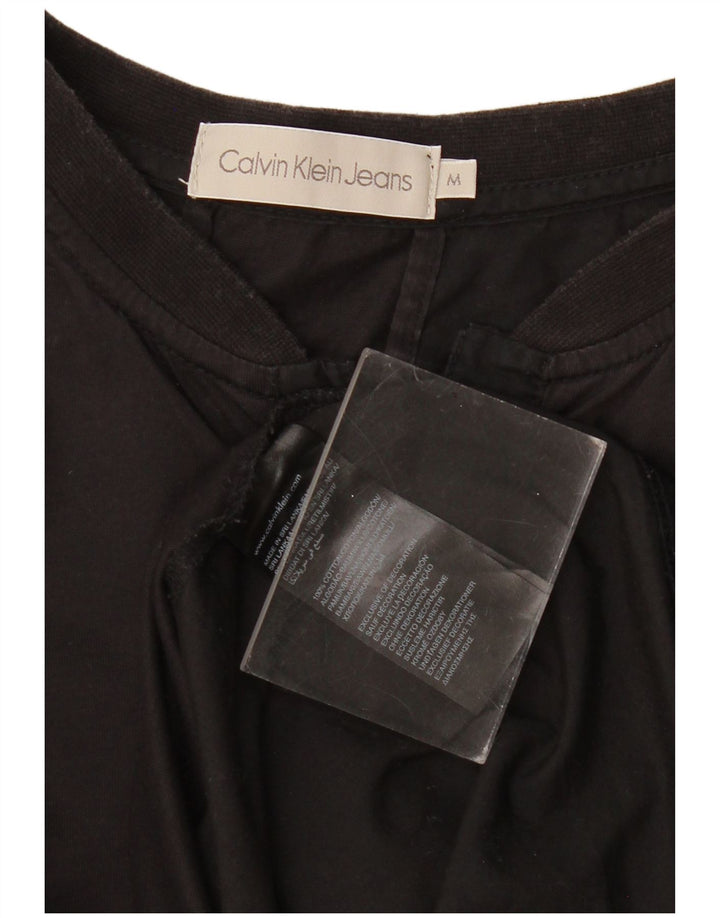 Calvin Klein Jeans Damen Top Langarm UK 12 Medium Schwarz Baumwolle