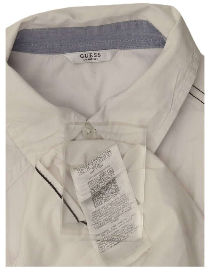 Guess Damen-Hemd UK 16 Large aus weißer Baumwolle