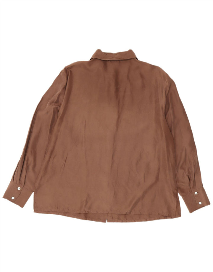 Egon Furstenberg Damen Hemd IT 49 XL Braune Seide