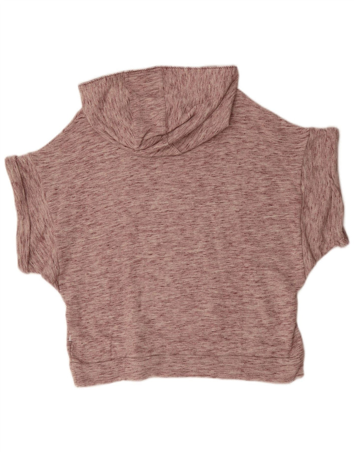 ADIDAS Damen Übergroßer Kurzarm-Hoodie-Pullover UK 8 Small Burgund