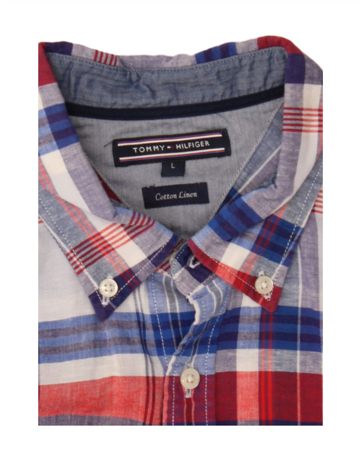 TOMMY HILFIGER Mens Shirt Large Red Check Cotton Vintage Tommy Hilfiger and Second-Hand Tommy Hilfiger from Messina Hembry 