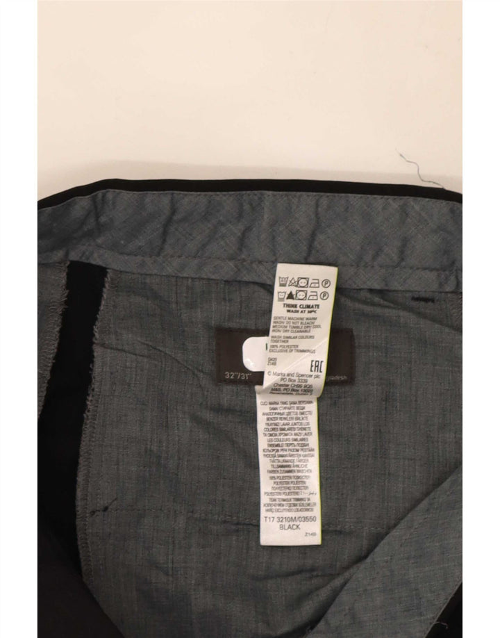 Gerade Herren-Anzughose von Marks & Spencer, W32, L31, schwarzes Polyester