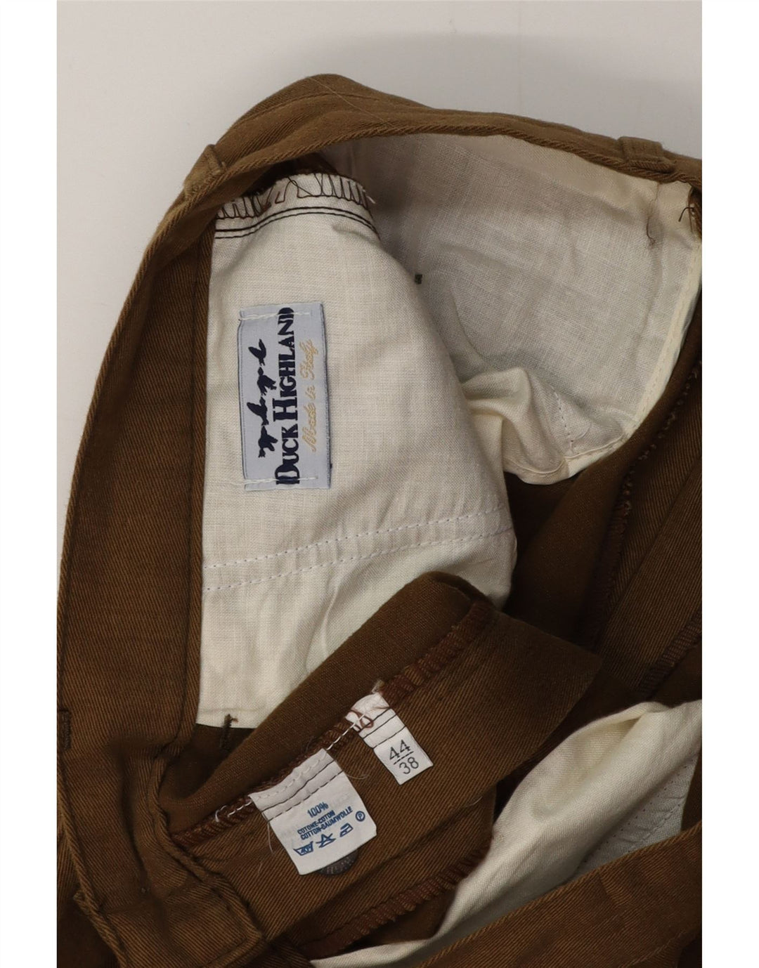 VINTAGE Herren-Chinohose mit Klammern, W28, L31, braune Baumwolle