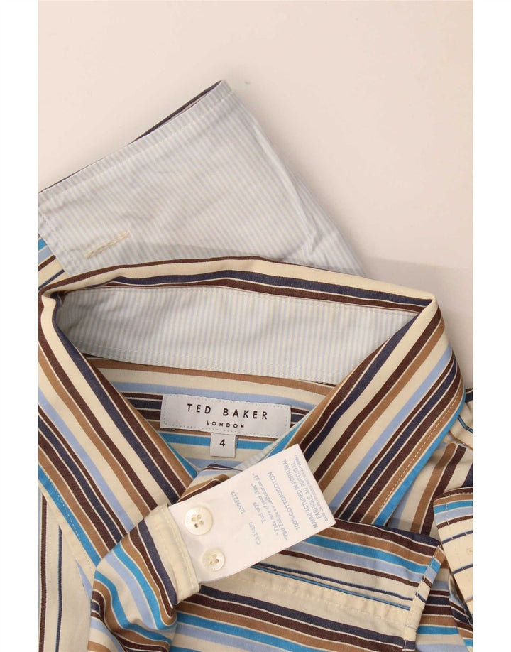 Ted Baker formelles Herrenhemd, Größe 4, groß, mehrfarbig, gestreift, Baumwolle